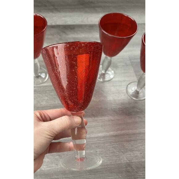 Demdaco Chocolate Berries Red Water Goblets Handblown Glass Set Of 4 - Picture 8 of 8